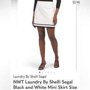 Laundry By Shelli Segal White Mini Skirt with Black scalloped Accents